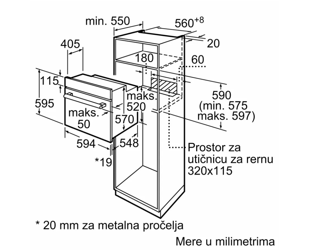 Ugradna rerna HBF133BA0 60x60 cm Crna (5)