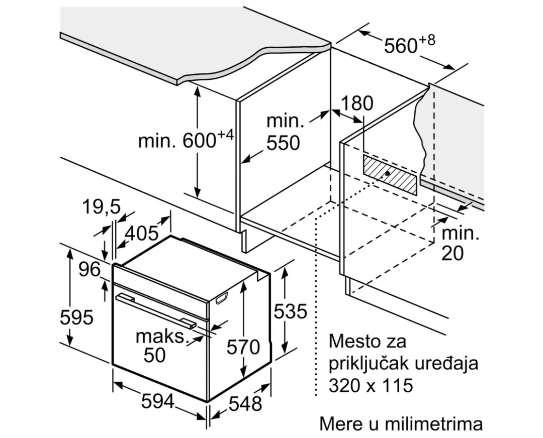 Ugradna rerna HBG578EB3 60x60 cm Crna (2)